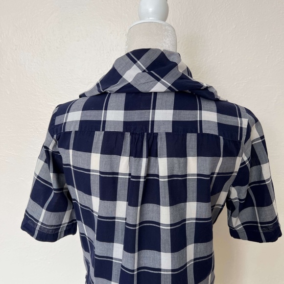 UNIQUE! Banana Republic Short Sleeved Blue Plaid Cotton Button Up Shirt - Picture 6 of 10